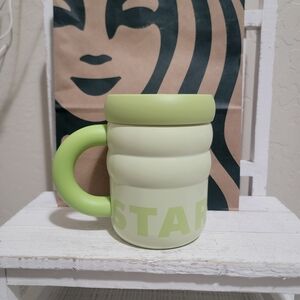 NWT Starbucks 2026 Spring Matcha Green Rippled SS Mug with Slide Lid